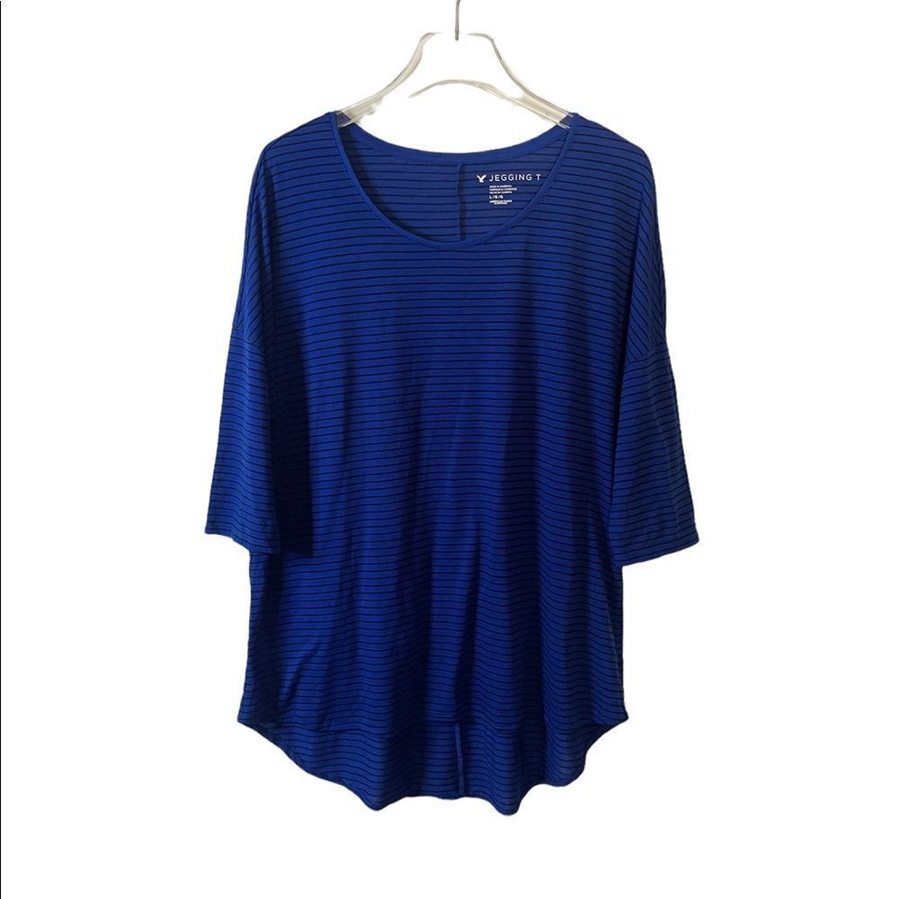 American Eagle Jegging T Shirt Striped Blue Dolman Large